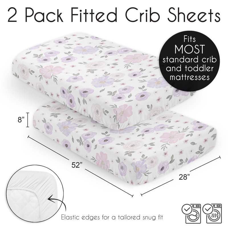 Set Letto Culla 4 Pezzi Floreale Shabby Chic | Microfibra Morbida Con Coperta, Lenzuolo, Gonna E Portapannolini